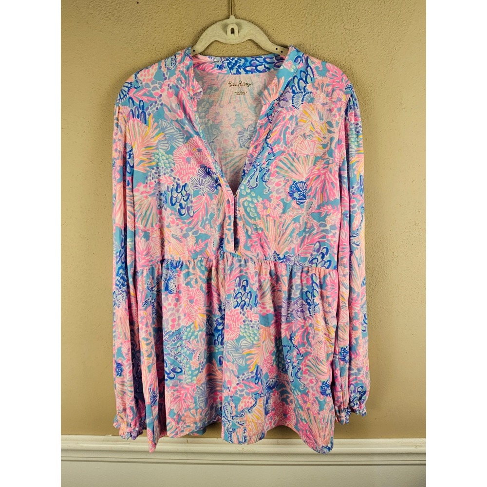 Lilly Pulitzer Womens Multi Splendor In The Sand Winona Knit Tunic Top Large